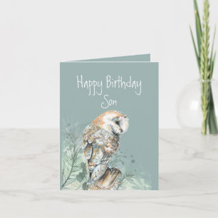Happy Birthday Son Barn Owl Feestdagen Kaart
