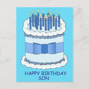 Happy Birthday Son Cartoon taart en kaarsen Briefkaart