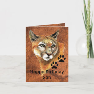 Happy Birthday Son Cougar, Puma, Mountain Lion Ani Kaart