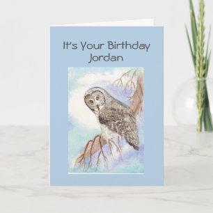 Happy Birthday Son, Great Grey Owl, Bird Card Kaart