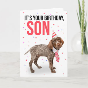 Happy Birthday Son Young Puppy in Pet en Stropdas Feestdagen Kaart