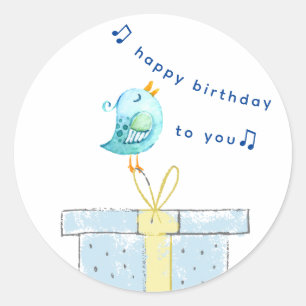 Happy Birthday Song (Simple Little Bird 2) Ronde Sticker