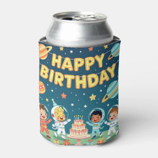 Happy birthday space theme blikjeskoeler
