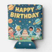 Happy birthday space theme blikjeskoeler (Achterkant)