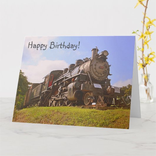Happy Birthday Speciale Stoomtrein Kaart (Gele Bloem)