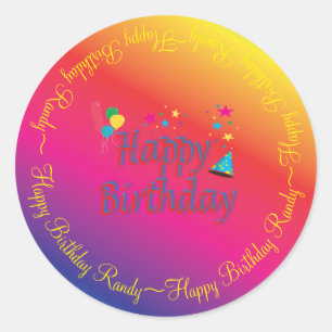Happy Birthday Spectrum Custom Ronde Sticker