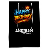 Happy Birthday Splash Design (Custom) Medium Cadeauzakje (Achterkant)