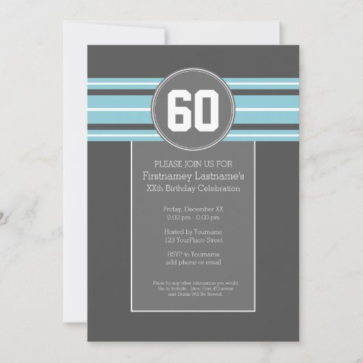 Happy Birthday Sports Jersey Stripes Name and Age Kaart (Voorkant)