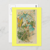  Happy Birthday Spring Butterflies Briefkaart (Voorkant / Achterkant)