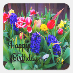 Happy Birthday Spring Flowers #3 Stickers
