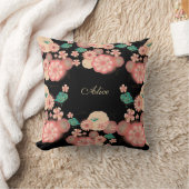 Happy Birthday Spring Peach flower Garden Monogram Kussen (Deken)