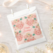 Happy Birthday - Spring Peach Flowers Garden Bedankzakje (Geknipt)