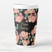 Happy Birthday - Spring Peach Flowers Garden Latte Mok (Voorkant)