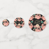 Happy Birthday Spring Peach Flowers Garden Pattern Confetti (Voorkanten)