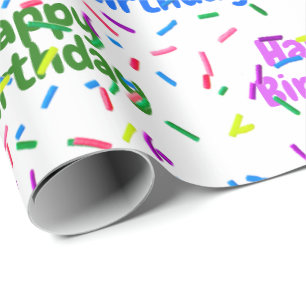 Happy Birthday Sprinkles op White Cadeaupapier