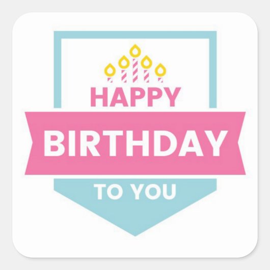 Happy Birthday Square Sticker (Voorkant)