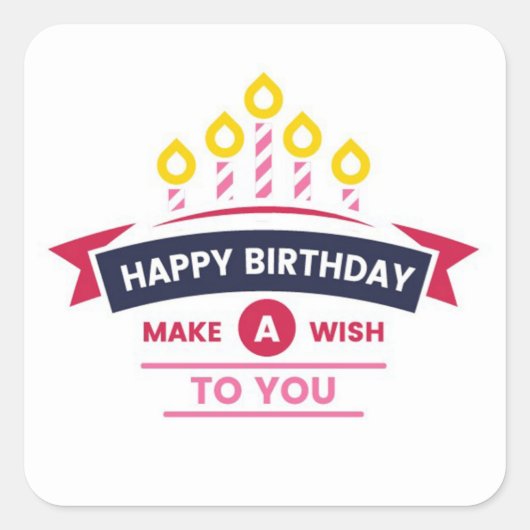 Happy Birthday Square Sticker (Voorkant)