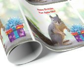Happy Birthday Squirrel Cadeaupapier (Rol Hoek)
