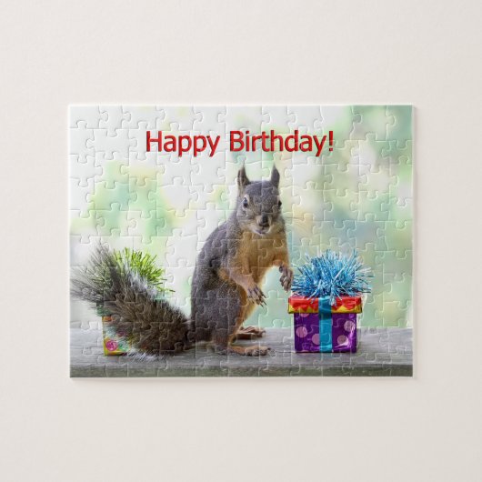 Happy Birthday Squirrel Legpuzzel (Horizontaal)