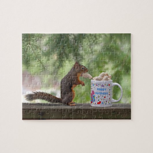 Happy Birthday Squirrel Legpuzzel (Horizontaal)