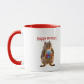Happy Birthday Squirrel met Cadeau Mok (Links)