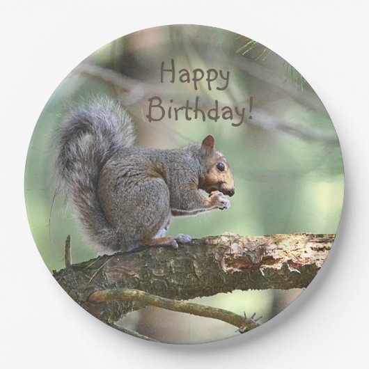 Happy Birthday Squirrel Papieren Bordje (Voorkant)