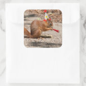 Happy Birthday Squirrel Vierkante Sticker (Tas)