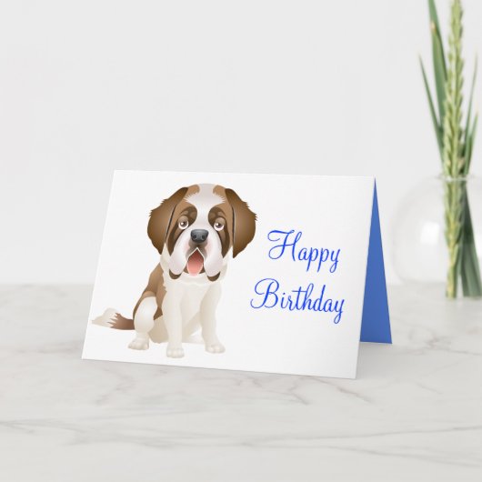 Happy Birthday St Bernard Puppy Dog Wenskaart Kaart (Voorkant)