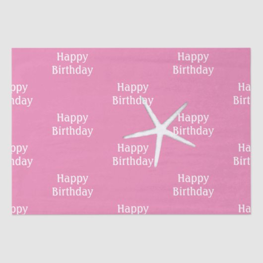 Happy Birthday Starfish Nautical Pink Cute Girly Tissuepapier (Voorkant)