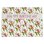 Happy Birthday Stargazer Lily Flower Pattern Groot Cadeauzakje (Voorkant)