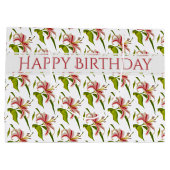 Happy Birthday Stargazer Lily Flower Pattern Groot Cadeauzakje (Achterkant)