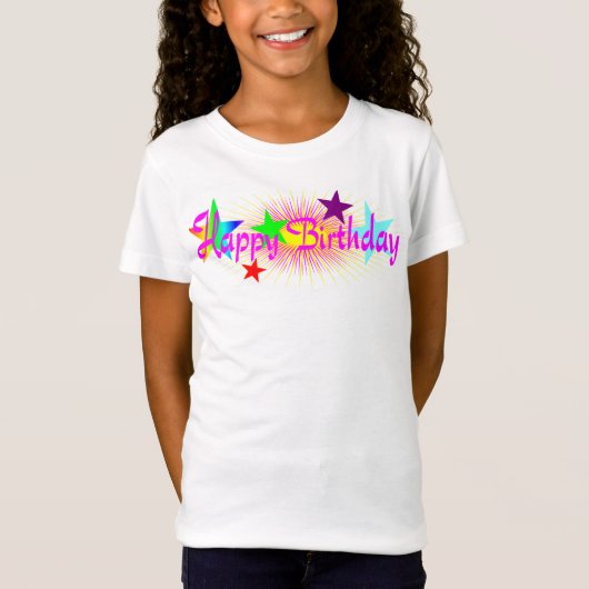 Happy Birthday & Stars - T-shirt (Voorkant)