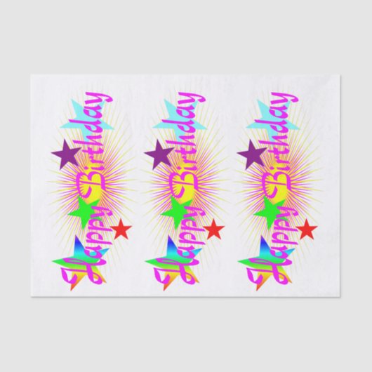 Happy Birthday & Stars Tissuepapier (Voorkant)