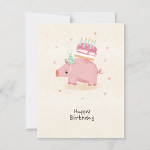 Happy birthday stealing piglet briefkaart