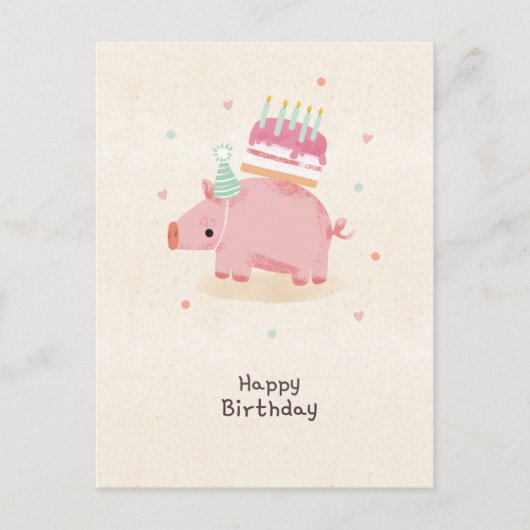 Happy birthday stealing piglet briefkaart (Voorkant)