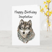 Happy Birthday Stepfather Humor Wolf, Wolven Kaart (Gele Bloem)