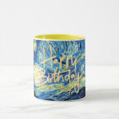 Happy Birthday, Sterrennacht mooie kunst, Mok (Midden)