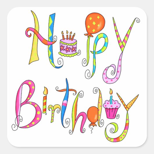 Happy Birthday Sticker (Voorkant)