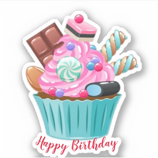 Happy Birthday Sticker (Voorkant)