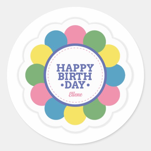 Happy Birthday  Sticker voor cadeautjes (Voorkant)
