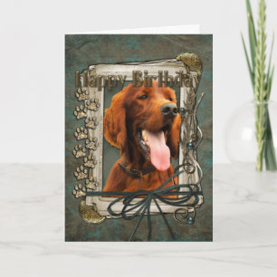 Happy Birthday - Stone Paws - Irish Setter Kaart