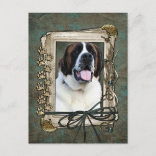 Happy Birthday - Stone Paws - St Bernard - Mae Briefkaart