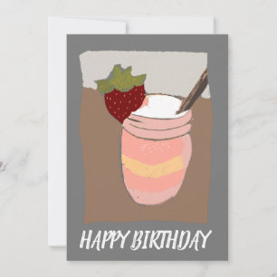 Happy Birthday Strawberry Milk Shake Illustratie Kaart