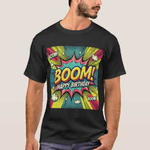 Happy Birthday stripboek boem T-shirt