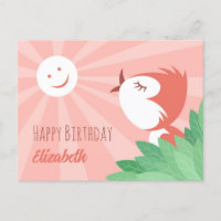 Happy Birthday Sun Schattigee Cartoon Bird Meisje