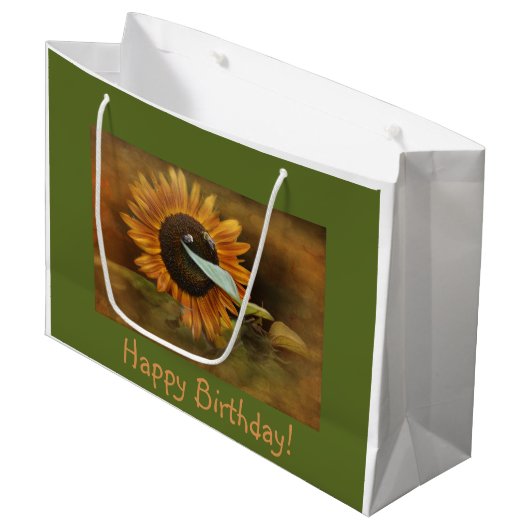 Happy Birthday Sunflower Groot Cadeauzakje (Voorkant Gekanteld)