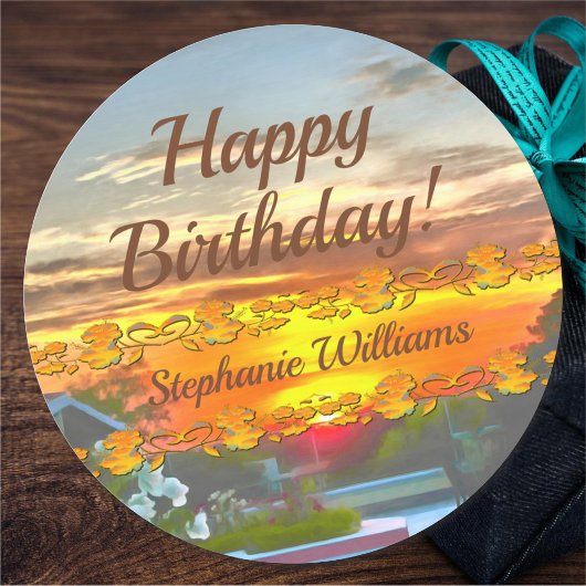 Happy Birthday Sunset 2295 Ronde Sticker