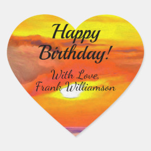 Happy Birthday Sunset 2443 Hart Sticker