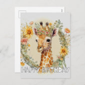 Happy Birthday Super Schattigee Giraffe Feestdagenkaart (Voorkant / Achterkant)
