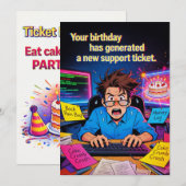 Happy Birthday Support Ticket Kaart (Voorkant / Achterkant)